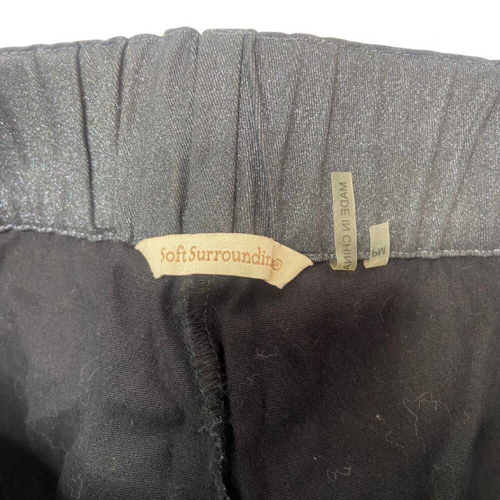 Soft Surroundings Black Sparkle Glitter‎ Pull On Pant Straight Ankle Size PM - Picture 3 of 4